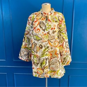 Vintage Linen Floral Half Sleeve Shirt